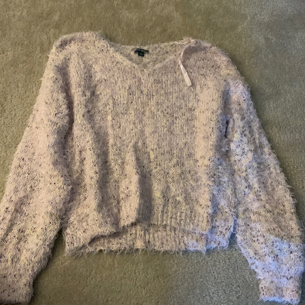 Pink speckled crop sweater